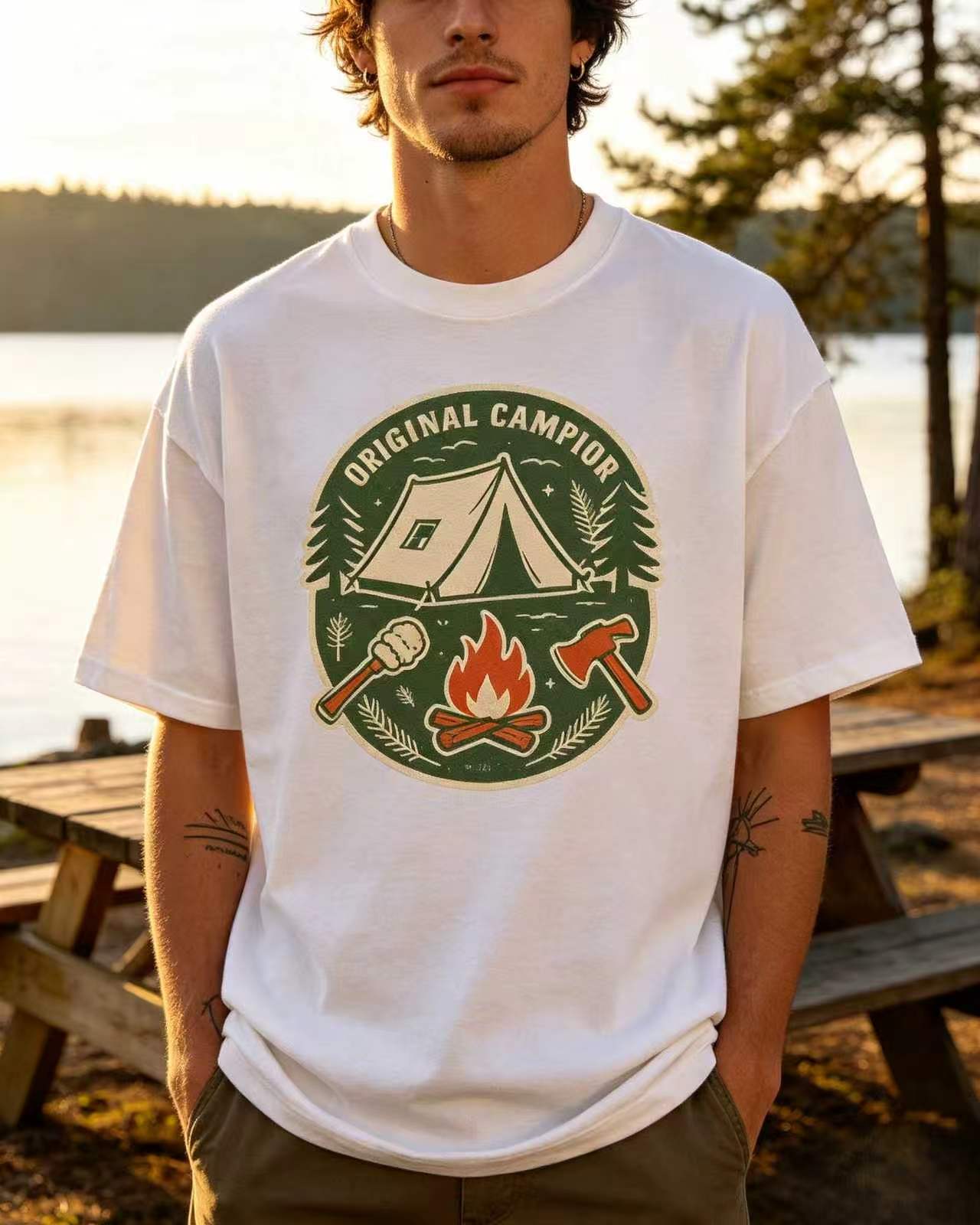 Outdoor Adventure Tent - Camiseta unissex original com estampa de